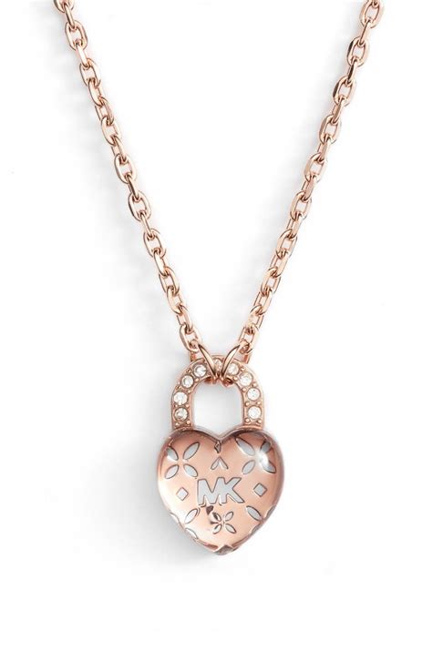 michael kors metal heart lock charm gold|Women's Gold Necklaces .